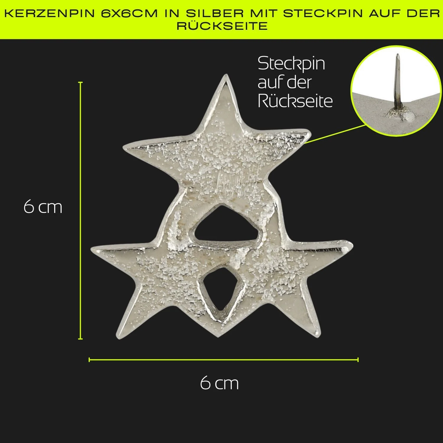 Kerzenpin „Caloge G“ – 6 cm, Silber, Handgefertigt